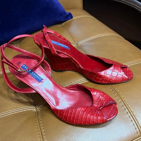 New Ralph Lauren Collection Red 🐊 heels 👠 Sz 10. Italy - Picture 3 of 10